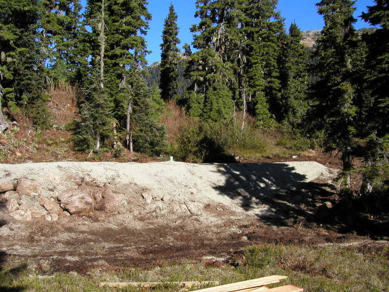 Treatment bed under construction in high alpine terrain.